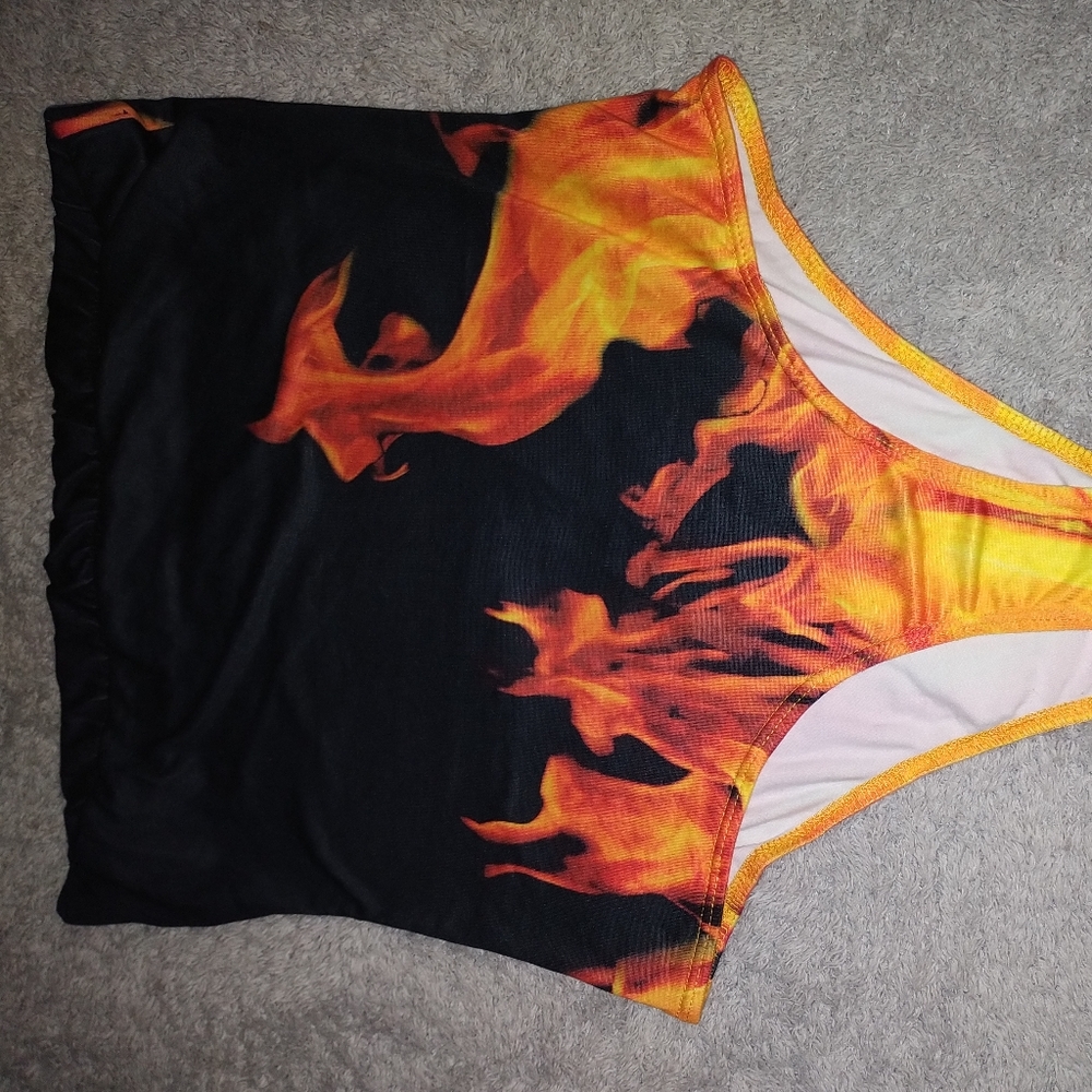 Strapless Fire Design Body Suit